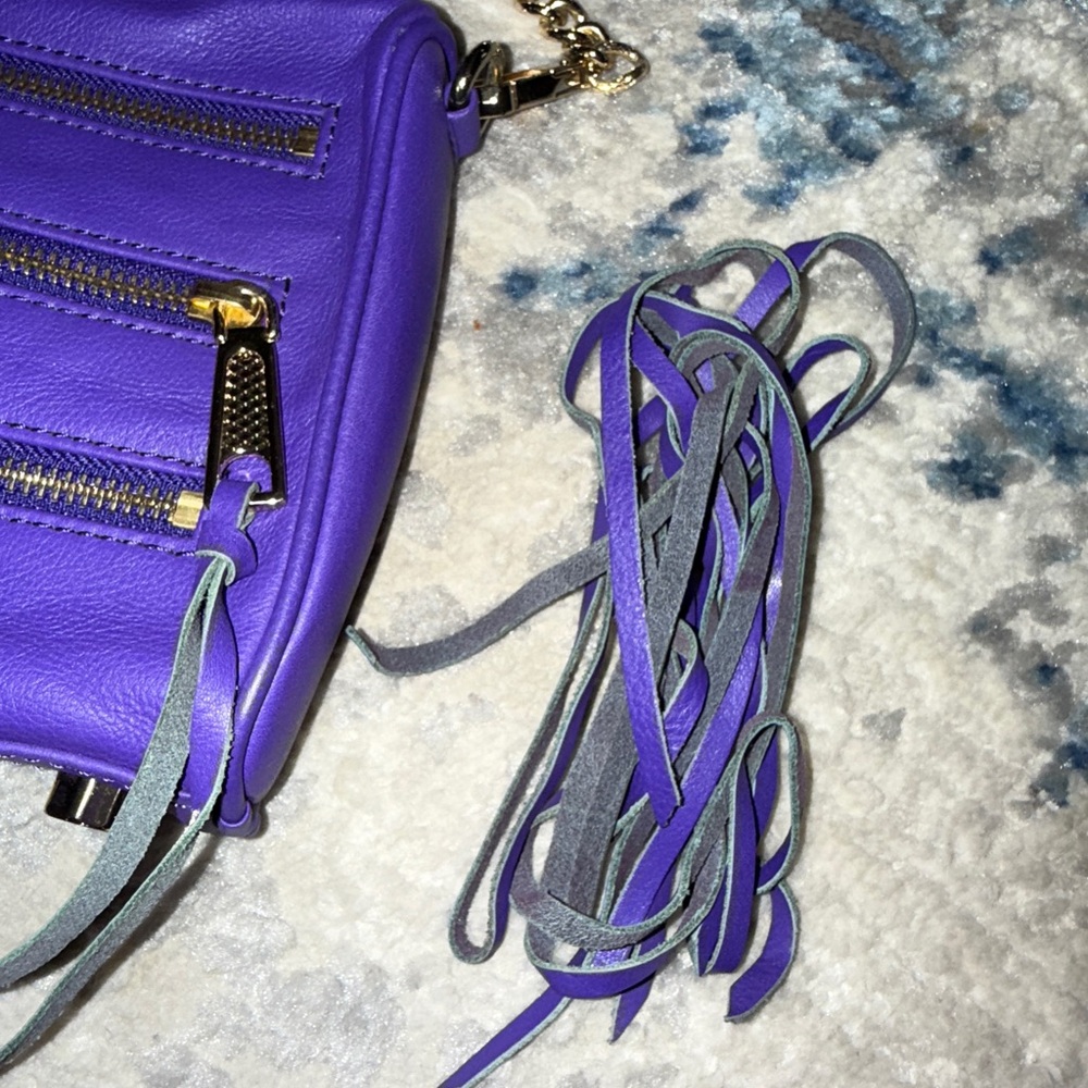 Rebecca Minkoff Purple Zipper MAC Crossbody Bag with Gold Chain extra tassels - Picture 3 of 6
